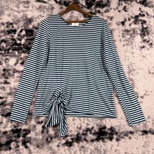 Tla Top Womens Size Small Striped Tie Front Long Sleeve Crew Neck‎